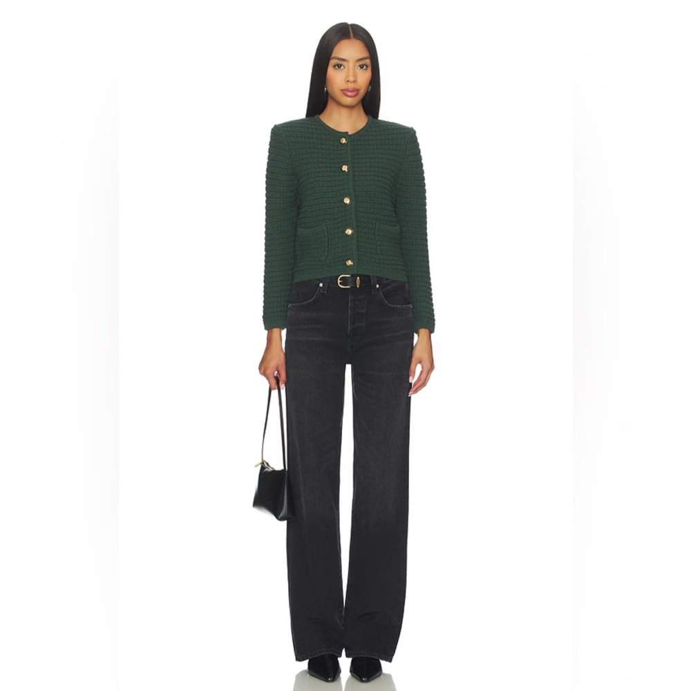 NEW Ba&sh Bash Gaspard Tweed Cardigan Jacket Vertbouteille Dark Green | sz 1 / S - Picture 3 of 12